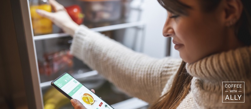 An online user buying groceries