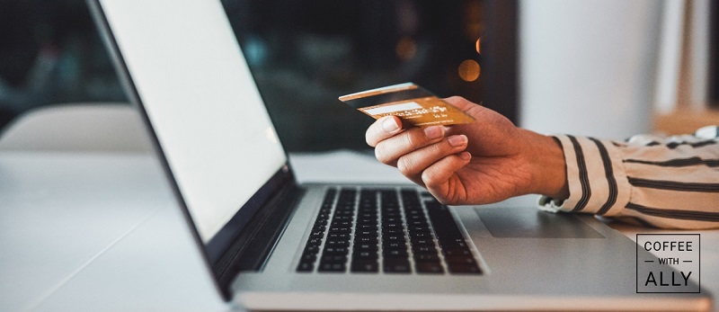 A woman shopping online